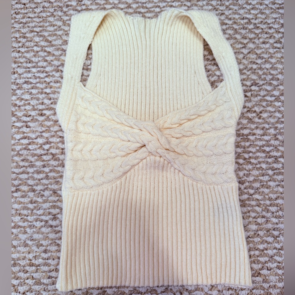 Cream Knit Sleeveless Top